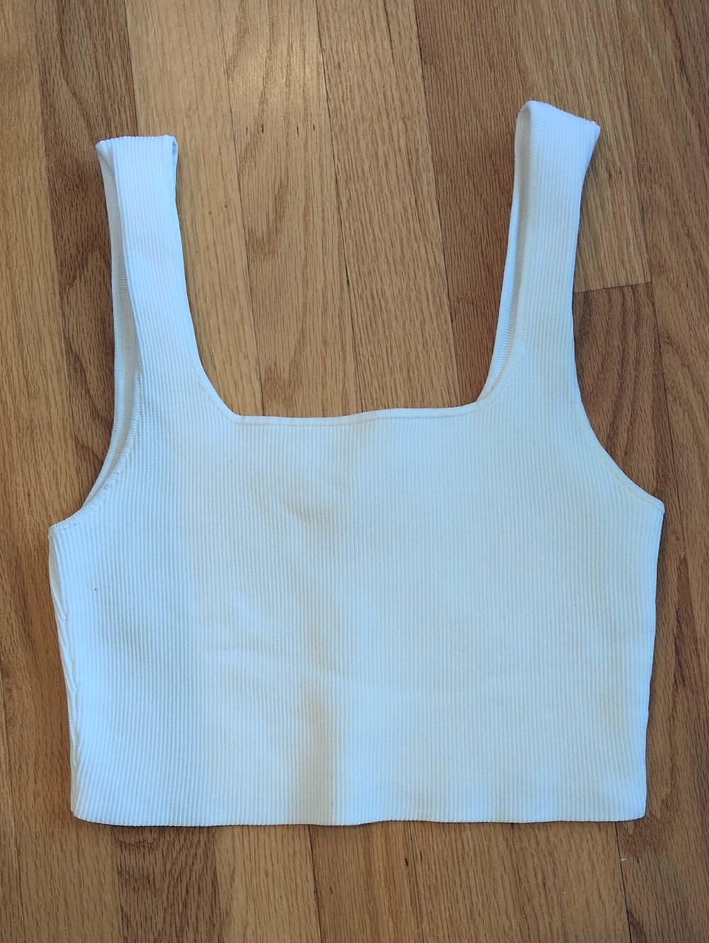Reformation Tea Ribbed Cropped Sweater Tank White Square-Neck Medium